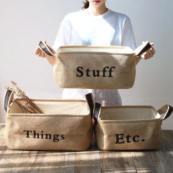 storage baskets foldable basket jute organizer with handle toys sundries deskcosmetic organizser box 1/2pcs
storage baskets foldable basket jute organizer with handle toys sundries deskcosmetic organizser box 1/2pcs