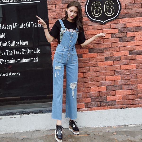 women's jeans vetevidi denim overalls female spring loose hole students nine minutes of pants jumpsuits big yards, Blue
women's jeans vetevidi denim overalls female spring loose hole students nine minutes of pants jumpsuits big yards, Blue