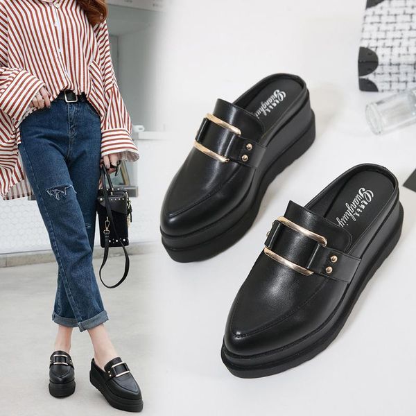 slippers muffins creepers pointy close toe mules wedges height increased slingback sandals women slides metal decorated lazy, Black
slippers muffins creepers pointy close toe mules wedges height increased slingback sandals women slides metal decorated lazy, Black