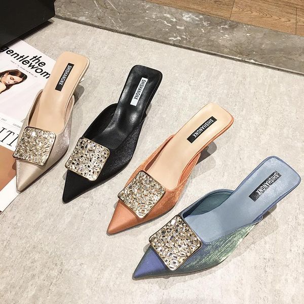 summer fashion high heels bling crystal mules shoes for women indoor outdoor office slippers ladies slides, Black
summer fashion high heels bling crystal mules shoes for women indoor outdoor office slippers ladies slides, Black