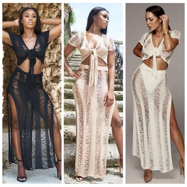 set crochet hollow out beach cover up 2pcs/set women high split swim wear bathing suit ups robe de plage women's swimwear, Black;white
set crochet hollow out beach cover up 2pcs/set women high split swim wear bathing suit ups robe de plage women's swimwear, Black;white