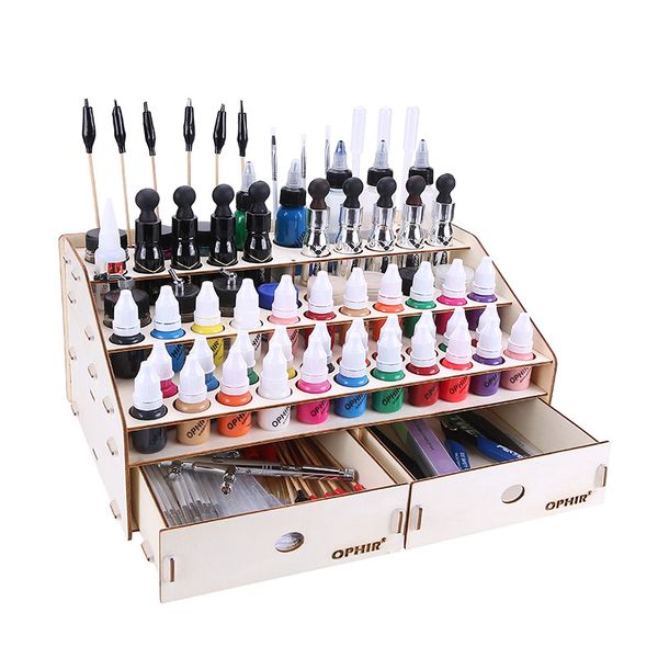 wooden double drawer paint storage rack 58 holes pigment ink bottle organizer painting brush holder modular stand art supplies
wooden double drawer paint storage rack 58 holes pigment ink bottle organizer painting brush holder modular stand art supplies