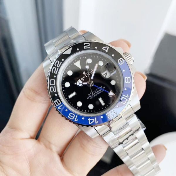 wristwatches classic gmt black blue ceramic bezel men mechanical stainless steel automatic watch sapphire bracelet 116710, Slivery;brown
wristwatches classic gmt black blue ceramic bezel men mechanical stainless steel automatic watch sapphire bracelet 116710, Slivery;brown