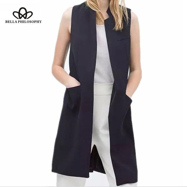 women's vests heydress 2021 blazer casual vest waistcoat women stand collar long suit female jacket coat black pockets office lady, Black;white
women's vests heydress 2021 blazer casual vest waistcoat women stand collar long suit female jacket coat black pockets office lady, Black;white