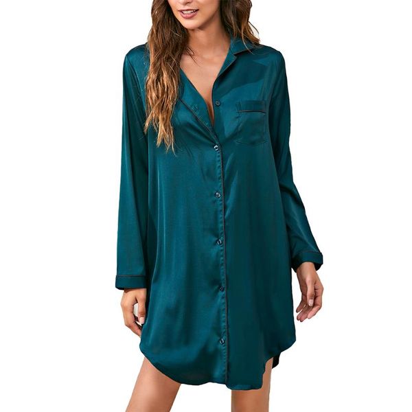 women's sleepwear feelycc satin sleep shirt long sleeve silk nightshirt button down dress, Black;red
women's sleepwear feelycc satin sleep shirt long sleeve silk nightshirt button down dress, Black;red