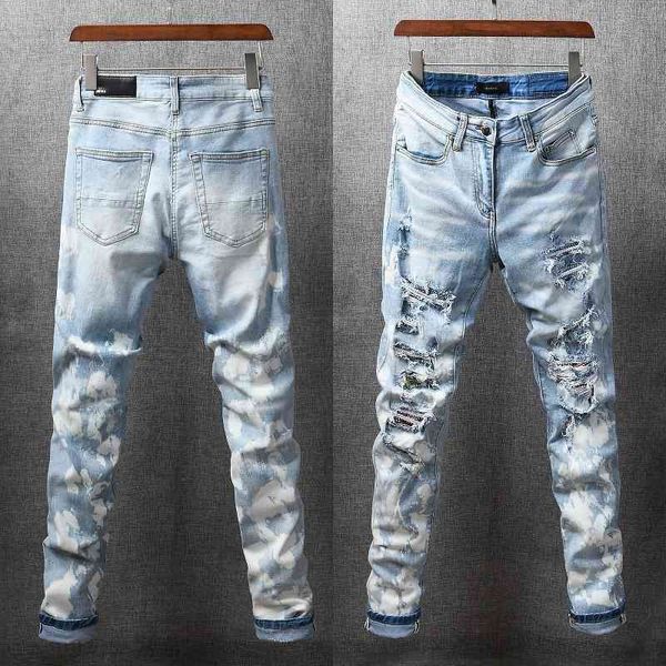 632 gaojiechao brand 2021 new am light color pierced jeans men's diamond tie dye slim leggings, Blue
632 gaojiechao brand 2021 new am light color pierced jeans men's diamond tie dye slim leggings, Blue