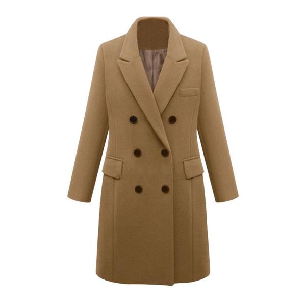 women's wool & blends winter warm solid coat women long sleeve turn down neck plus size overcoat slim single breasted trench, Black
women's wool & blends winter warm solid coat women long sleeve turn down neck plus size overcoat slim single breasted trench, Black