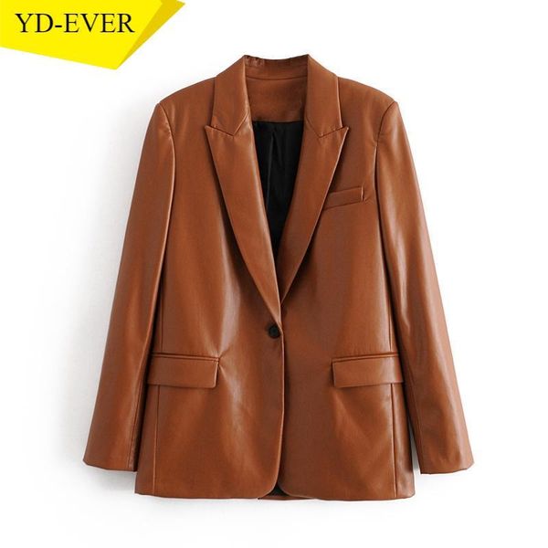 women fashion brown faux leather blazer coat vintage long sleeve female outerwear chic qn74 women's suits & blazers, White;black
women fashion brown faux leather blazer coat vintage long sleeve female outerwear chic qn74 women's suits & blazers, White;black