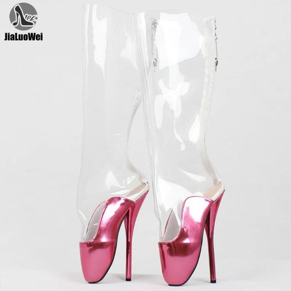 boots women ballet 18cm super high heel back lockable zipper transparent pvc mixed color knee-high, Black
boots women ballet 18cm super high heel back lockable zipper transparent pvc mixed color knee-high, Black