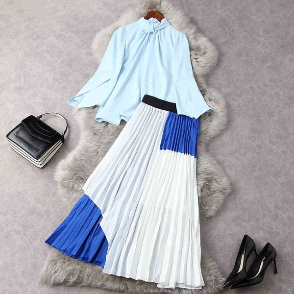 two piece dress spring long sleeve flare stand collar blue + pleated panelled mid-calf skirt suits 2 s set lf0711842 eyoa, White
two piece dress spring long sleeve flare stand collar blue + pleated panelled mid-calf skirt suits 2 s set lf0711842 eyoa, White