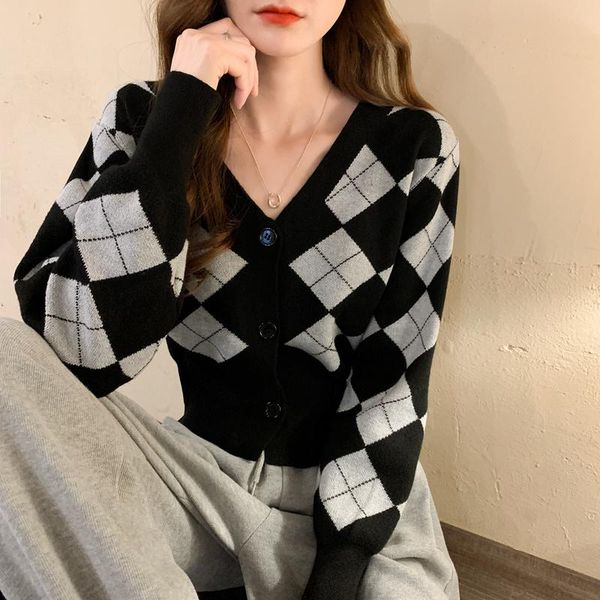 women's sweaters early autumn lazy sweater 2021 korean version lingge college style cardigan jacket, White;black
women's sweaters early autumn lazy sweater 2021 korean version lingge college style cardigan jacket, White;black