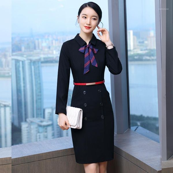 casual dresses autumn winter long sleeve ol styles women business work wear dress professional ladies office vestidos with belt scarf, Black;gray
casual dresses autumn winter long sleeve ol styles women business work wear dress professional ladies office vestidos with belt scarf, Black;gray