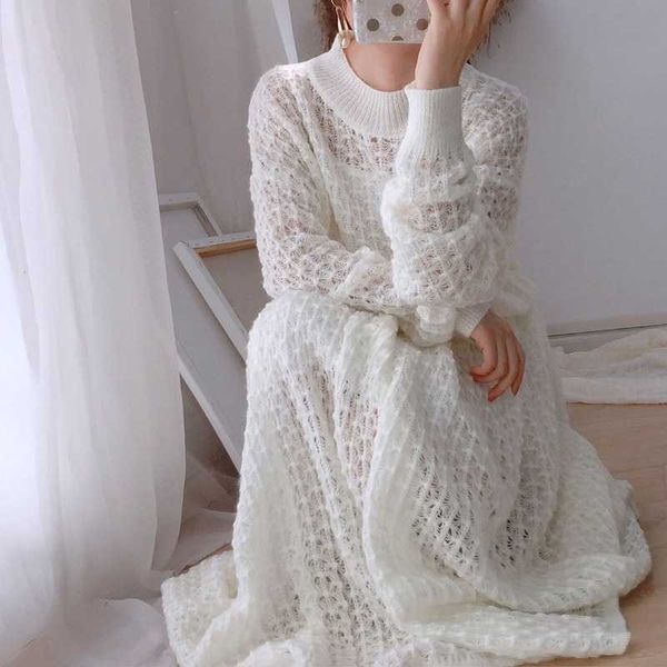 temperament autumn white matching sets pullovers half high collar sweaters hollow out knitted loose knitting skirts wild 210610
temperament autumn white matching sets pullovers half high collar sweaters hollow out knitted loose knitting skirts wild 210610