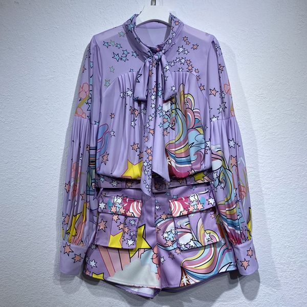 women's blouses & shirts summer track of two female ensemble purple suit bow star necklace print shirt and shorts twinset elegant vacat, White
women's blouses & shirts summer track of two female ensemble purple suit bow star necklace print shirt and shorts twinset elegant vacat, White