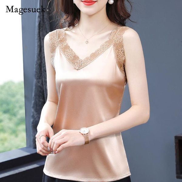 women's blouses & shirts silk plus size women 2021 summer v-neck lace embroidery sleeveless blouse elegant ladies shirt blusa muje, White
women's blouses & shirts silk plus size women 2021 summer v-neck lace embroidery sleeveless blouse elegant ladies shirt blusa muje, White