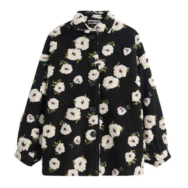 women sweater stand collar long sleeve casual loose floral white black cardigan m0308 210514
women sweater stand collar long sleeve casual loose floral white black cardigan m0308 210514