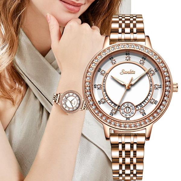 wristwatches sunkta women watches diamond ladies watch stainless steel waterproof clock quartz wristwatch relojes+box, Slivery;brown
wristwatches sunkta women watches diamond ladies watch stainless steel waterproof clock quartz wristwatch relojes+box, Slivery;brown
