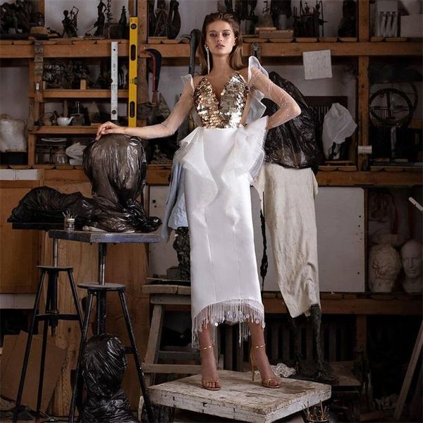 party dresses elegant evening gold sequins tassel sheer long sleeves robe de mariée mermaid prom gowns custom made, White;black
party dresses elegant evening gold sequins tassel sheer long sleeves robe de mariée mermaid prom gowns custom made, White;black