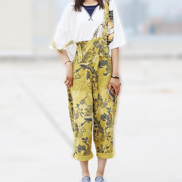 women's jeans leaf printed denim bib overalls loose calf-length crop cacual coveralls jumpsuits, Blue
women's jeans leaf printed denim bib overalls loose calf-length crop cacual coveralls jumpsuits, Blue