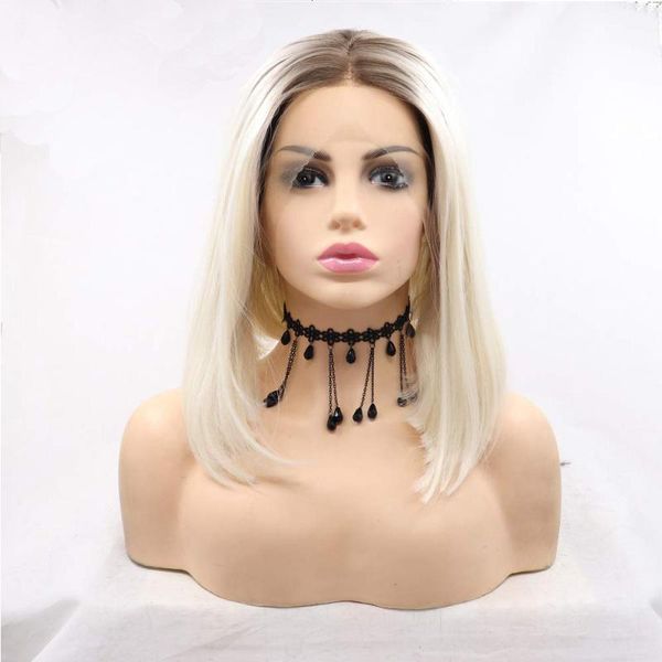 synthetic wigs white mixed blonde bob wig with brown root lace front middle part soft hair replacement for women, Black
synthetic wigs white mixed blonde bob wig with brown root lace front middle part soft hair replacement for women, Black
