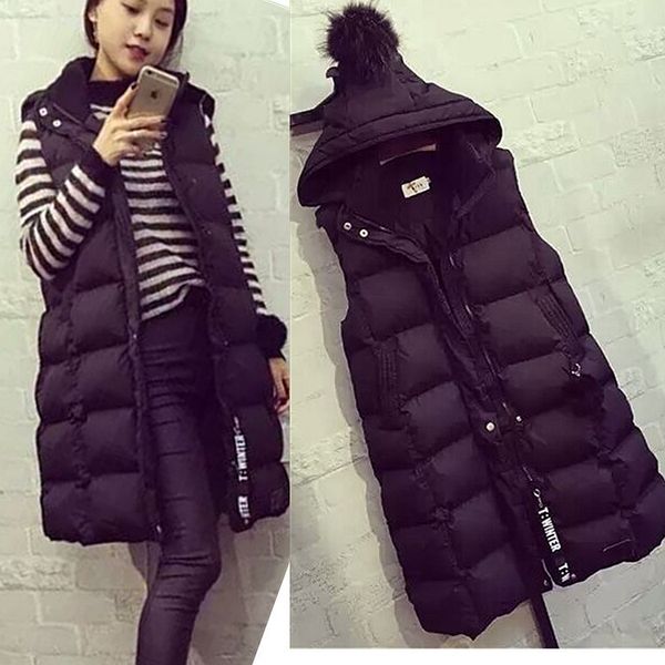 autumn winter medium and long hooded down women's fat plus large cotton vt, Black;white
autumn winter medium and long hooded down women's fat plus large cotton vt, Black;white