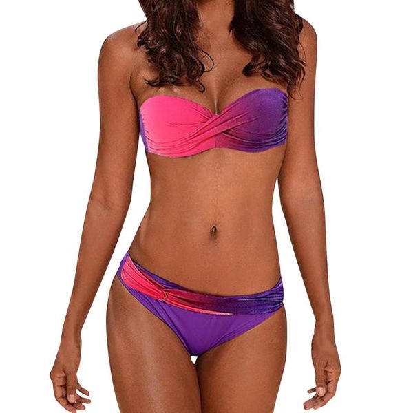 women's swimwear women bikini swimsuit 2 pieces gradient color split tube suit, White;black
women's swimwear women bikini swimsuit 2 pieces gradient color split tube suit, White;black