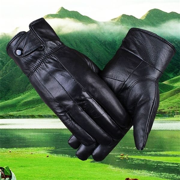 men's and women's warm leather gloves autumn winter outdoor cycling driving plush thickened cold proof sheepskin, Black
men's and women's warm leather gloves autumn winter outdoor cycling driving plush thickened cold proof sheepskin, Black