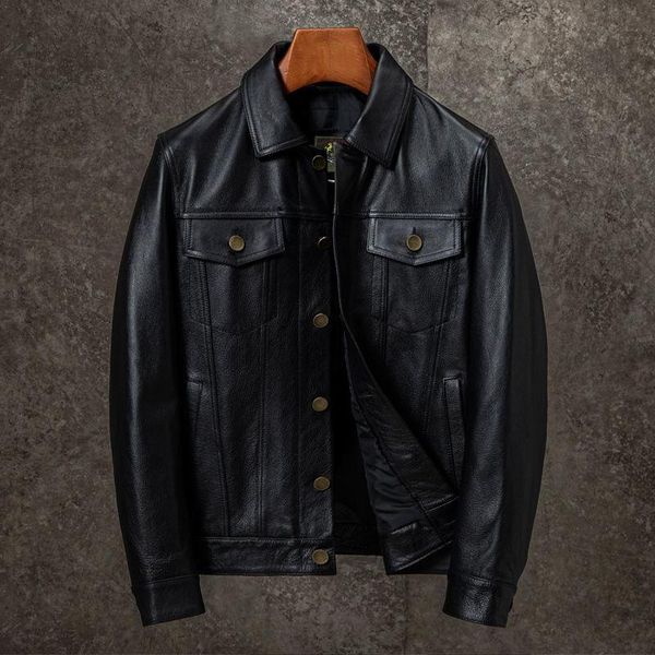 men's leather & faux 2021 men autumn winter clothing genuine cowhide jacket male short casual coats real cow outwear w625, Black
men's leather & faux 2021 men autumn winter clothing genuine cowhide jacket male short casual coats real cow outwear w625, Black
