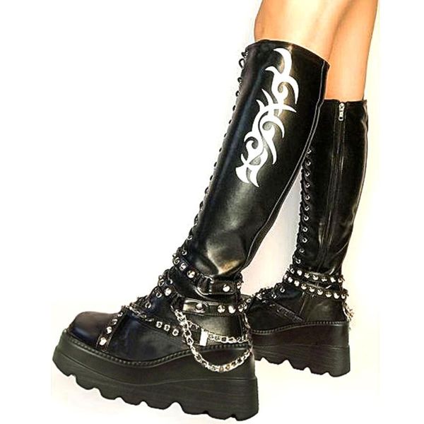boots brand design cool big size 43 rivets ins high heels black punk gothic style street women platform shoes knee
boots brand design cool big size 43 rivets ins high heels black punk gothic style street women platform shoes knee