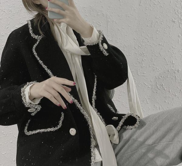 autumn and winter double faced cashmere overcoat in 2021 women's wool & blends, Black 
autumn and winter double faced cashmere overcoat in 2021 women's wool & blends, Black