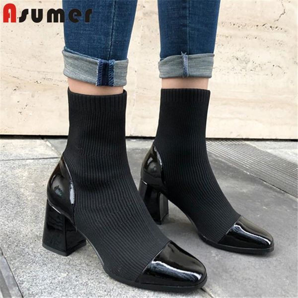 boots asumer 2021 genuine leather thick heels shoes women ankle simple autumn winter elastic ladies black
boots asumer 2021 genuine leather thick heels shoes women ankle simple autumn winter elastic ladies black