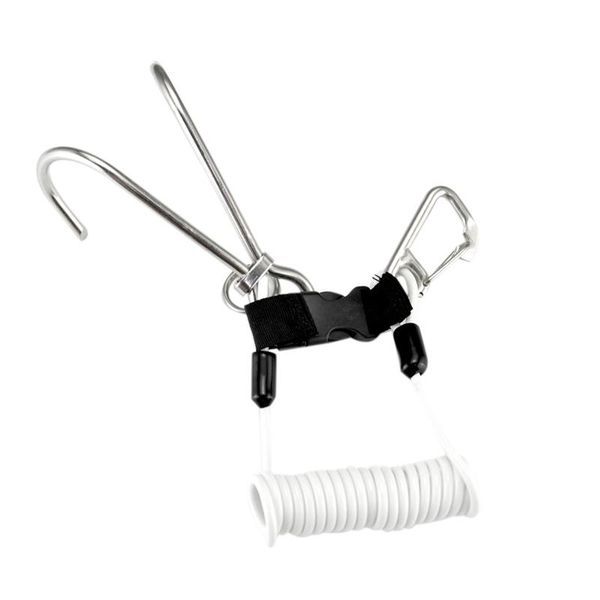 stainless steel double reef hook with spiral coil lanyard & quick-release buckle o-ring scuba diving bcd safe equipment masks
stainless steel double reef hook with spiral coil lanyard & quick-release buckle o-ring scuba diving bcd safe equipment masks