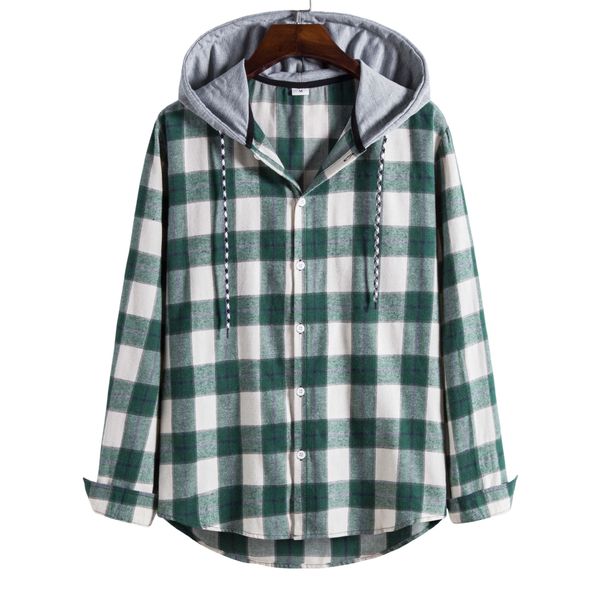 fashionable custom logo men's shirts long sleeve plaid pattern cotton hooded casual shirt, White;black
fashionable custom logo men's shirts long sleeve plaid pattern cotton hooded casual shirt, White;black