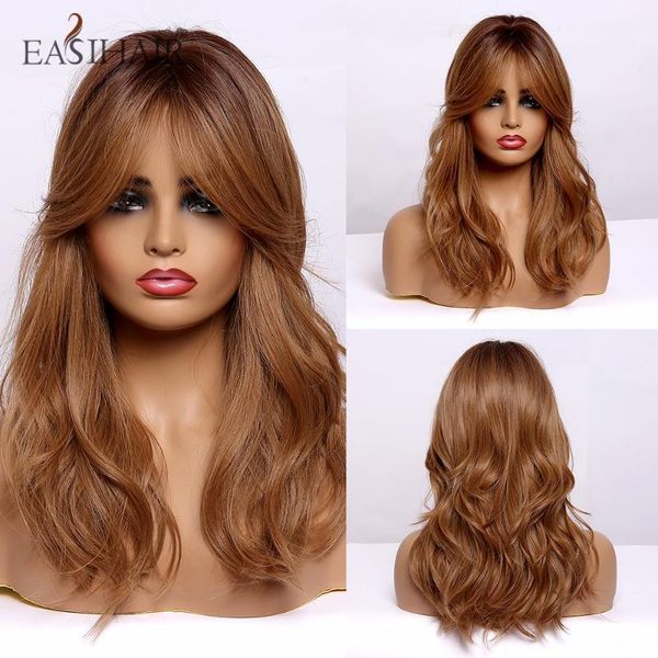 brown synthetic wigs medium length women natural hair with bangs heat resistant cute wavy cosplay1, Black
brown synthetic wigs medium length women natural hair with bangs heat resistant cute wavy cosplay1, Black