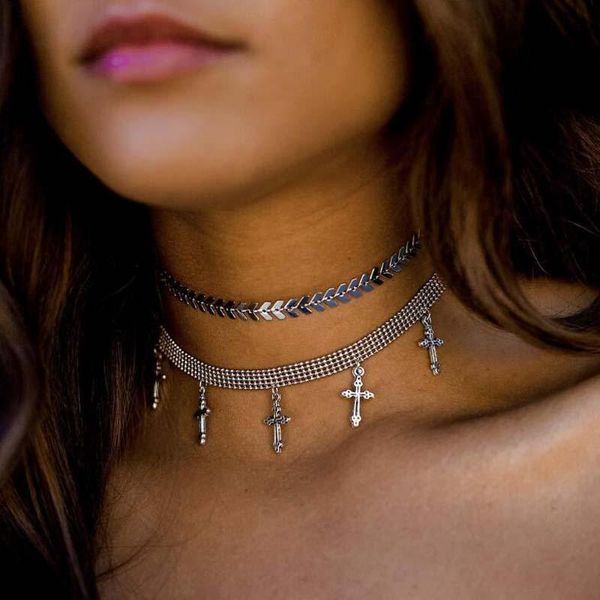 luxury cross pendant statement necklace silver double layer chain choker necklaces collier femme jewelry collares chains
luxury cross pendant statement necklace silver double layer chain choker necklaces collier femme jewelry collares chains