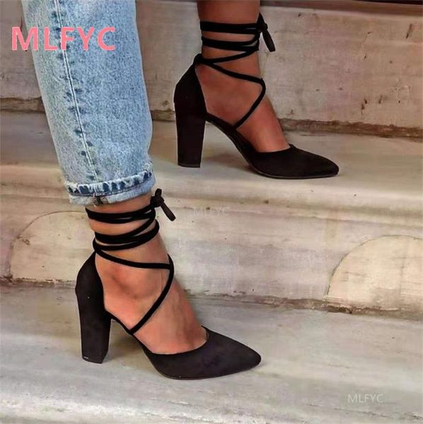 dress shoes 2021 winter large size pointed toe solid color cross front lace thick heel women's high sandals heels, Black
dress shoes 2021 winter large size pointed toe solid color cross front lace thick heel women's high sandals heels, Black