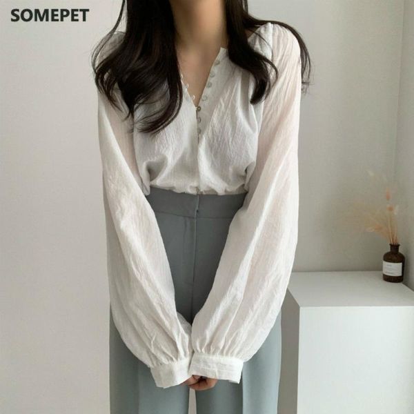 women's blouses & shirts women simple classy temperament design ins summer white chic elegant korean style blusas pure casual v-neck bu
women's blouses & shirts women simple classy temperament design ins summer white chic elegant korean style blusas pure casual v-neck bu