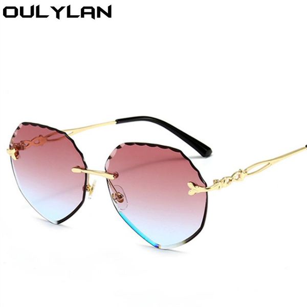 oulylan blue pink sunglasses for women polygon rimless sun glasses female fashionable trimming eyewear outdoor style uv400, White;black 
oulylan blue pink sunglasses for women polygon rimless sun glasses female fashionable trimming eyewear outdoor style uv400, White;black