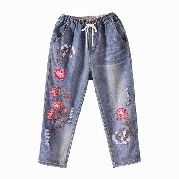 women's jeans women high waist embroidery woman spring summer casual loose elastic denim trousers vintage washed harem pants, Blue
women's jeans women high waist embroidery woman spring summer casual loose elastic denim trousers vintage washed harem pants, Blue