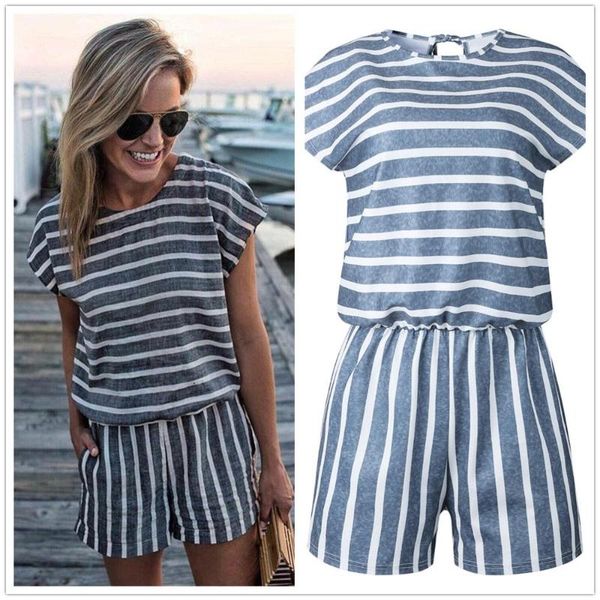 women's jumpsuits & rompers casual striped o neck short sleeve playsuit summer elastic waist slim back lace up women female streetwear, Black;white
women's jumpsuits & rompers casual striped o neck short sleeve playsuit summer elastic waist slim back lace up women female streetwear, Black;white