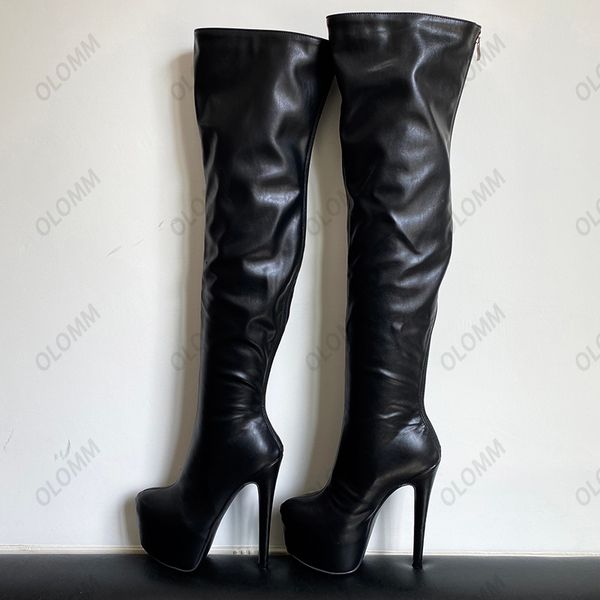 olomm handmade women winter thigh boots thick platform thin high heels round toe charm black party shoes plus us size 5-20
olomm handmade women winter thigh boots thick platform thin high heels round toe charm black party shoes plus us size 5-20