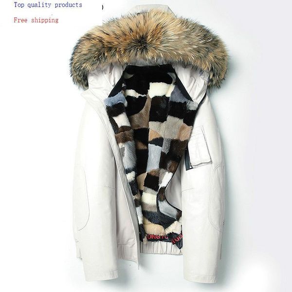 men's leather & faux winter real fur coat men genuine jacket mink liner white cowhide mens parka cow jackets 4938, Black
men's leather & faux winter real fur coat men genuine jacket mink liner white cowhide mens parka cow jackets 4938, Black