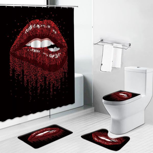 shower curtains red lips bath mat set bathroom curtain valentine's day decoration black non-slip rug toilet cover kitchen carpet
shower curtains red lips bath mat set bathroom curtain valentine's day decoration black non-slip rug toilet cover kitchen carpet
