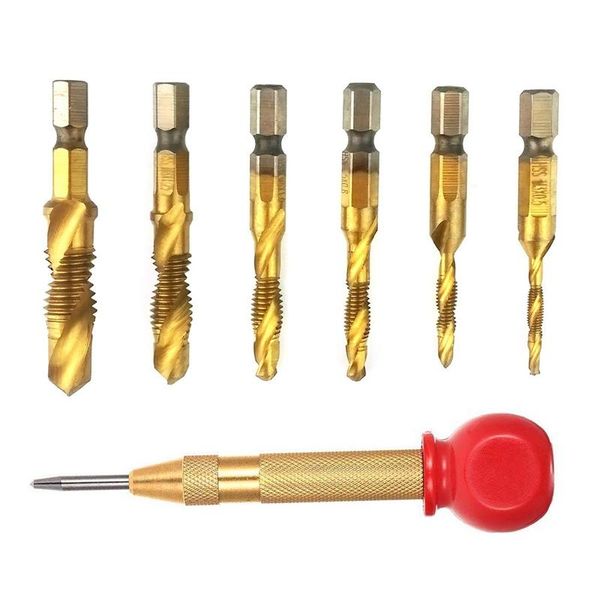 professional drill bits 6 pcs combination screw tap bit set, 1/4 in hss hex shank metric and set (m3-m10) automatic spri
professional drill bits 6 pcs combination screw tap bit set, 1/4 in hss hex shank metric and set (m3-m10) automatic spri