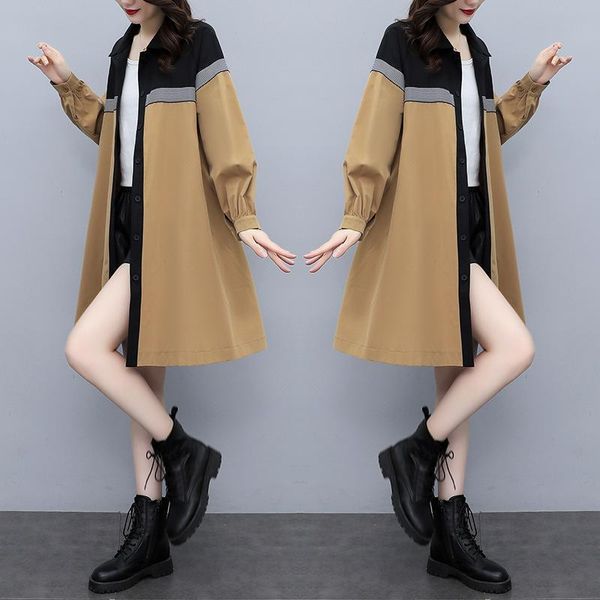 women's trench coats spot 2021 autumn clothes loose and thin fashion foreign style medium long color matching single breasted windbreak, Tan;black
women's trench coats spot 2021 autumn clothes loose and thin fashion foreign style medium long color matching single breasted windbreak, Tan;black