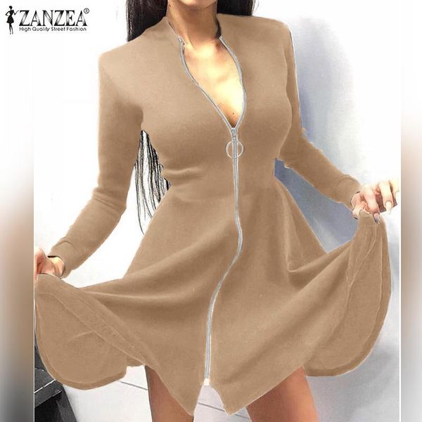 casual dresses oversized women sweatshirt zanzea 2021 spring autumn mini dress vestido robe femme solid zip up a-line sundress 7, Black;gray
casual dresses oversized women sweatshirt zanzea 2021 spring autumn mini dress vestido robe femme solid zip up a-line sundress 7, Black;gray