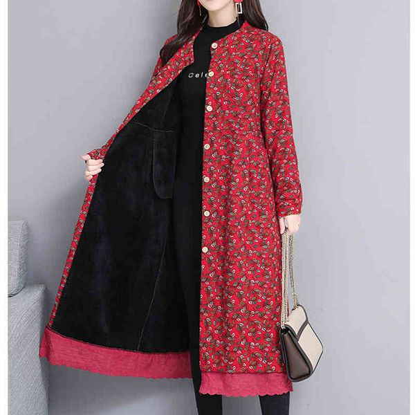 spring autumn women's retro large size ethnic windbreaker long section of cotton and veet thick coat female z41, Tan;black
spring autumn women's retro large size ethnic windbreaker long section of cotton and veet thick coat female z41, Tan;black