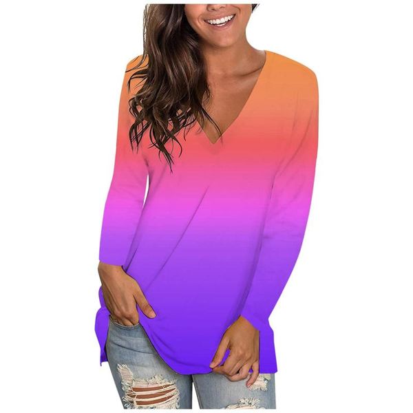 women's blouses & shirts est v neck clothing casual gradient blouse tunic long sleeve fit tees bluses for women blusas mujer, White
women's blouses & shirts est v neck clothing casual gradient blouse tunic long sleeve fit tees bluses for women blusas mujer, White