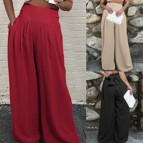 women's pants & capris long pant celmia women elastic high waist fashion wide leg trousers solid casual loose elegant knoted pantalones, Black;white
women's pants & capris long pant celmia women elastic high waist fashion wide leg trousers solid casual loose elegant knoted pantalones, Black;white