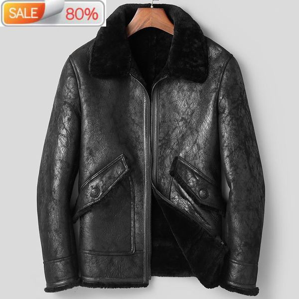 men's leather & faux genuine jacket fur men winter sheepskin coat 100% wool lining real jackets a1e1a-6 yy295, Black
men's leather & faux genuine jacket fur men winter sheepskin coat 100% wool lining real jackets a1e1a-6 yy295, Black